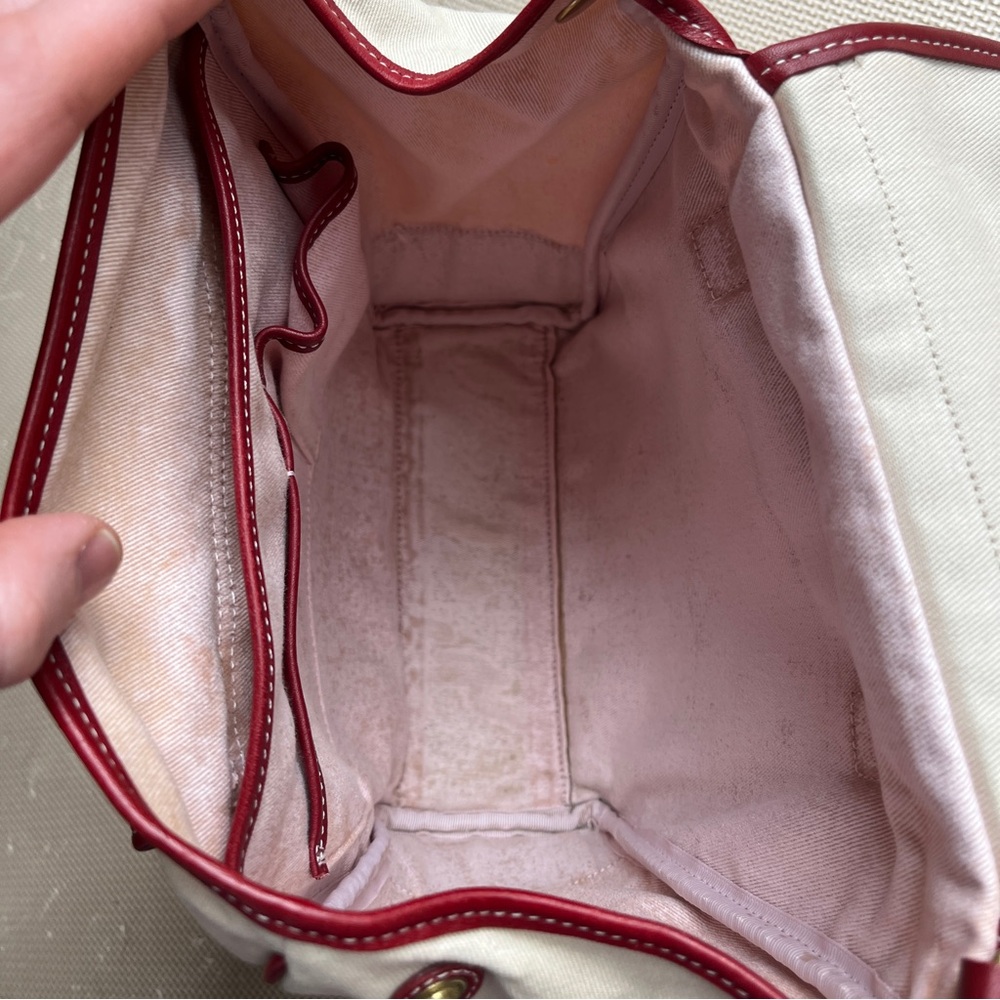 Coach Cream Canvas Satchel Red Leather Trim Gold Hardware – Read Description - Picture 5 of 14